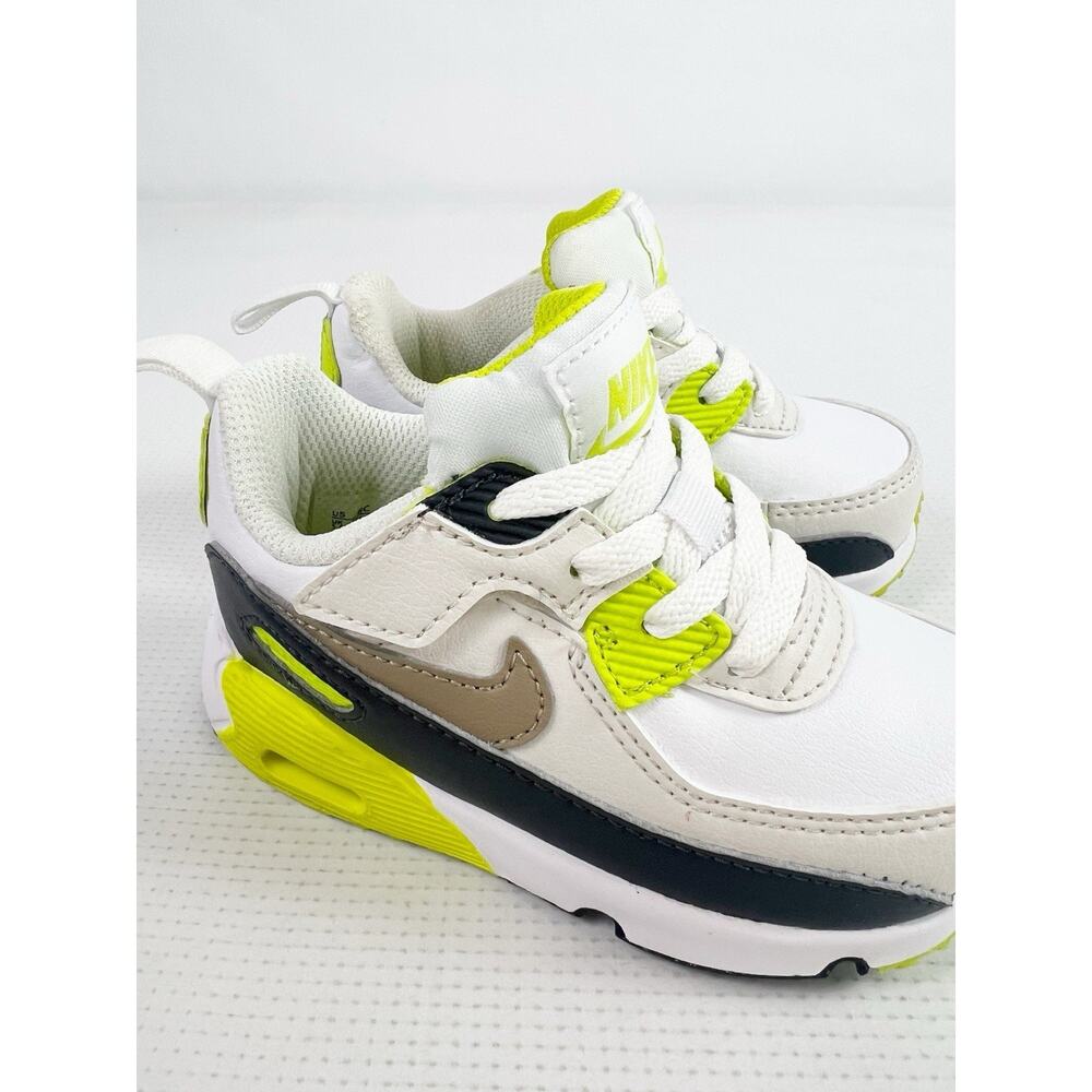 Nike Air Max 90 Easy On Size 6c Toddler Sneakers Retro White Khaki Cyber Green - Picture 5 of 12